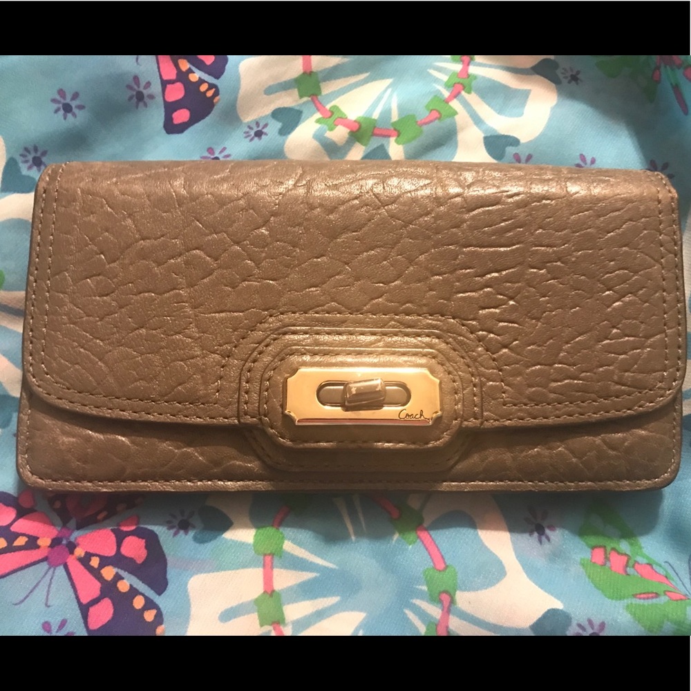Grey Leather coach wallet